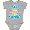thumbnail image 3 of Inktastic Easter Jesus Loves Me with Cross and Flowers Boys or Girls Baby Bodysuit, 3 of 5
