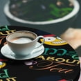 thumbnail image 3 of Ambesonne Emoji Fitted Round Tablecloth, Mad About Tea Hatter Alice, 45"- 56" Diameter, Black and Multicolor, 3 of 5