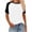 White, variant on Color Block Print Raglan Sleeve Pullover, Women's Short Sleeve Round Neck Fashion Top