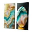 thumbnail image 3 of Designart "Gold Blue Turquoise Agate Liquid Art" Abstract Shapes Wall Art Set Of 2 - Transitional Gold Gallery Wall Set For Home Decor, 3 of 6