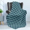 thumbnail image 4 of Cartoon Soft Flannel Fleece Throw Blanket, Fish Scale Inspired Half Circular Shape Pattern with Small Arches, Cozy Plush for Indoor and Outdoor Use, 60" x 80", Slate Blue Baby Blue, by Ambesonne, 4 of 5