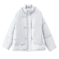 thumbnail image 4 of Parkas de manga larga para mujer, chaqueta corta con capucha y plumón, abrigo grueso de algodón holgado., 4 of 7