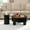 Black+Brown#, variant on 2-Piece White Nesting Coffee Table Set - Round Storage Tables for Living Room (27.56" & 19.69")