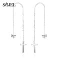 thumbnail image 1 of SMJEL-pendientes colgantes geométricos coreanos para mujer, aretes largos de acero sin aguja, cadena de borla, joyería, 1 of 2