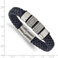 thumbnail image 3 of Primal Steel Stainless Steel Antiqued and Polished Blue Leather with Silicone 8.25 Inch Bracelet, 3 of 7