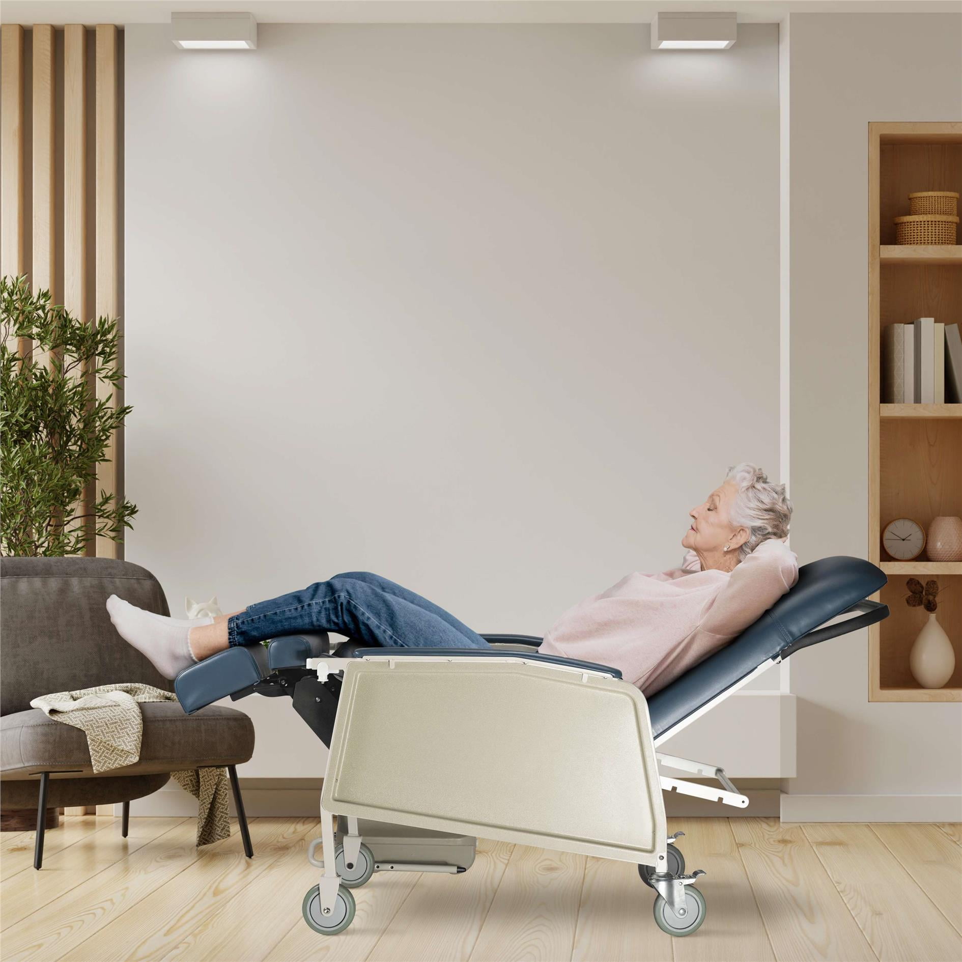 Medacure Medical Recliner Chairs for Elderly - Standard Geri Chair Recliner with Wheels, Tray, and Elevating Legrests for Seniors