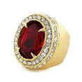 thumbnail image 3 of GIFTS INFINITY Gold Tone Oval Synthetic Red Cz Stone Men Rick Ross Hip Hop Style Ring (13), 3 of 3