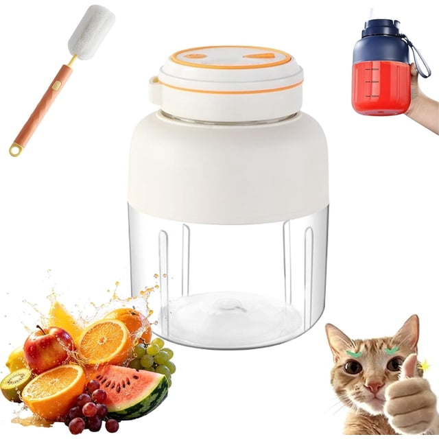 Portable Wireless Juicer Cup, Multifunctional Electric Fresh Juice Blender with 38 Blades, Personal Size Juicer Bottle Large-Capacity Design, For Fruits, Vegetables & Milkshakes (White 800ml)