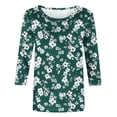 thumbnail image 6 of Jsaierl Women's 3/4 Sleeve Tops Summer Crew Neck Shirts Boho Print Ladies Blouses Going Out Holiday T-shirts Top S-5XL, 6 of 6