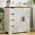 thumbnail image 3 of Vabches Farmhouse Bathroom Floor Cabinet, Side Storage Organizer with 4 Drawers and 2 Barn Doors & Adjustable Shelf, Storage Cabinet for Bathroom, 3 of 7