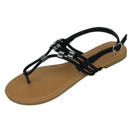 

New Starbay Brand Women s T-Strap Flats Sandals Black Size 6