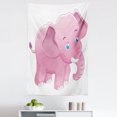 thumbnail image 1 of Animal Cartoon Tapestry, Comic Safari Animals as with Tusks Mammal Savannah Zoo, Fabric Wall Hanging Decor for Bedroom Living Room Dorm, 5 Sizes, Pink White, by Ambesonne, 1 of 1