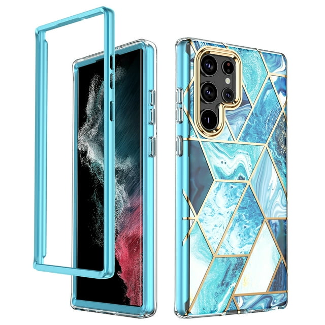 Funda de teléfono para Galaxy S22 Ultra con protector de pantalla incorporado, a prueba de golpes, TPU, PC, funda de teléfono de cuerpo completo