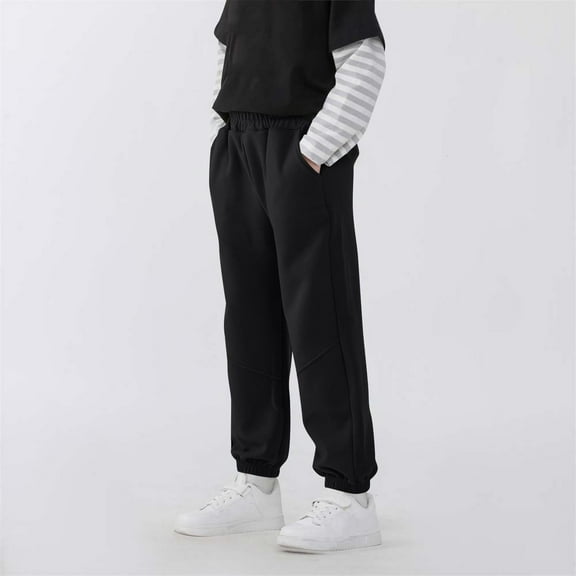 ATOGUTA Sweatpants for Boys Size 5T-15 Elastic Waist Athletic Joggers for Running Sports Outdoor School Uniform Black