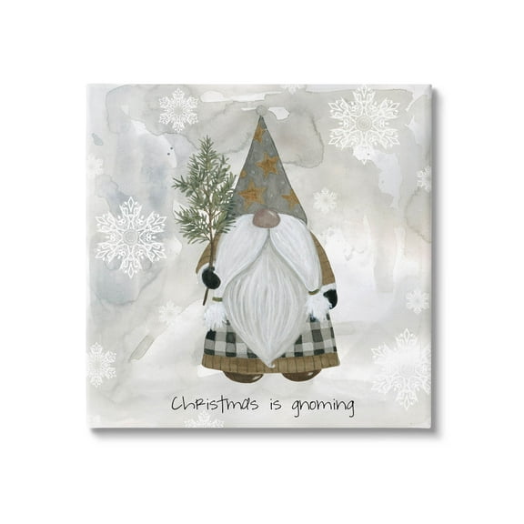 Stupell Industries Christmas Is Gnoming Holiday Pattern Graphic Art Gallery Wrapped Canvas Print Wall Art, Design by Livi Finn