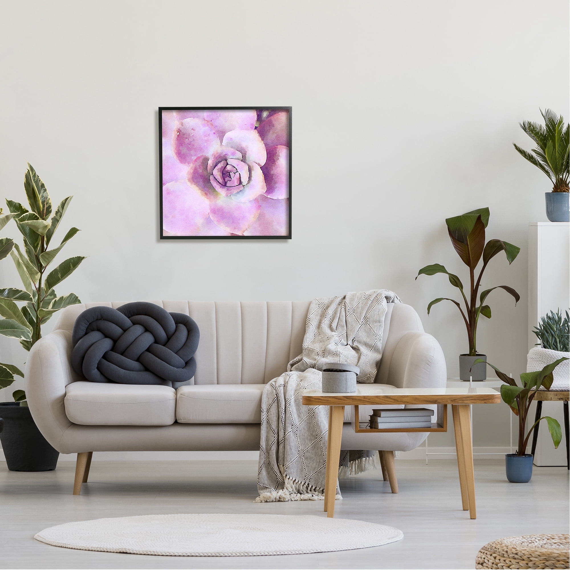 Stupell Industries Pink Succulent Botanical Leaves Botanical & Floral Painting Black Framed Art Print Wall Art