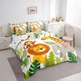 thumbnail image 2 of Castle Fairy Cute Watercolor Jungle Lion Giraffe Elephant 7-Piece Twin Bedding,Cartoon Animal Bedding Comforter Set,Green Brown White,Reversible, 2 of 7