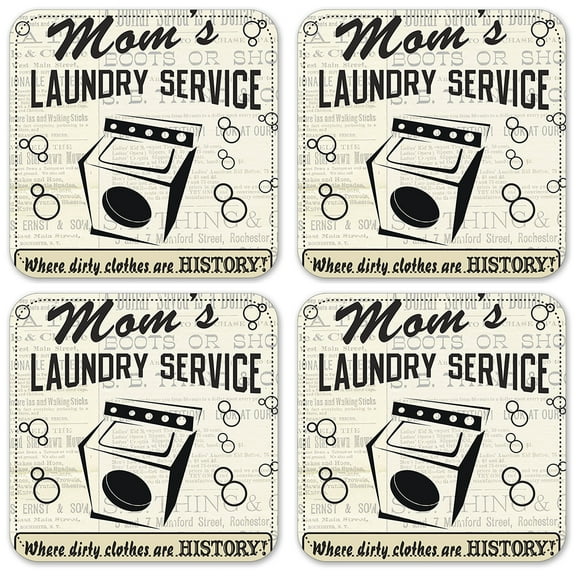 Vinyl Drink Coasters - Set of 4 - Mom's Laundry Service