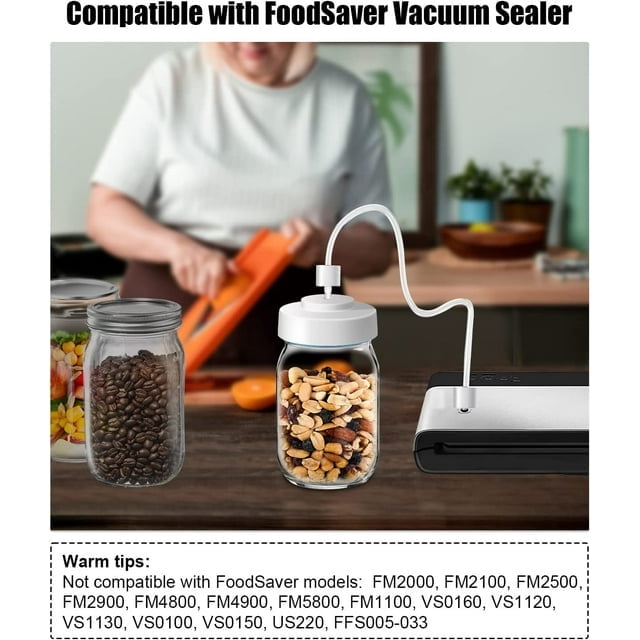 Clearance Jar Sealer for FoodSaver Vacuum Sealer Jar Vacuum Sealing Kit with Accessory Hose and Portable Manual Vacuum Pump for Mason Jars with Wide