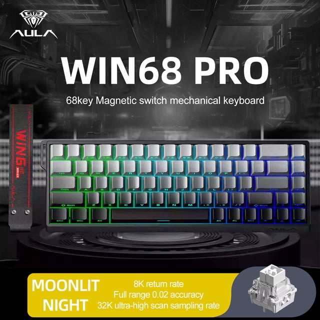 Teclado con interruptor magnético AULA Win60/68HE RGB 8k, teclado mecánico personalizado para jugadores de deportes electrónicos, compatible con ajuste de página web