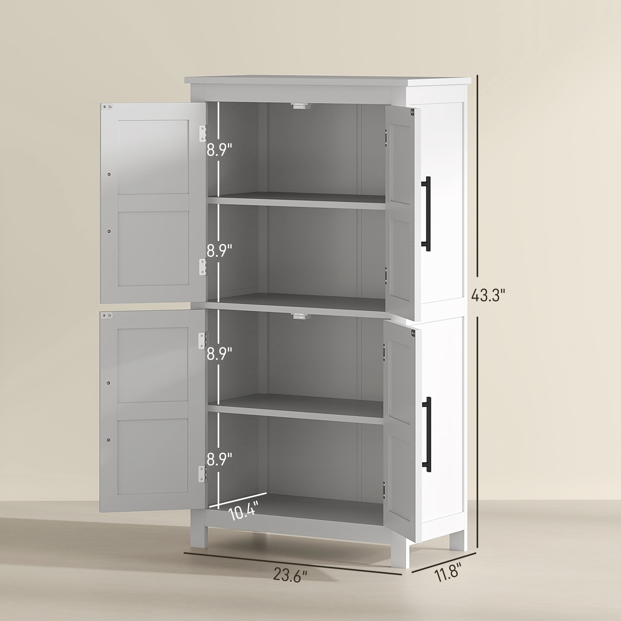 HOMCOM Bathroom Floor Cabinet, Farmhouse Bathroom Cabinet with Barn Doors, Bathroom Storage Cabinet with Adjustable Shelf, White