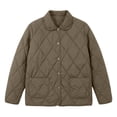 thumbnail image 5 of Byworldtasic Womens Lightweight Quilted Jacket Fall Button Down Puffer Jackets Loose Fit Stand Collar Warm Coats, 5 of 5