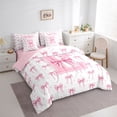 thumbnail image 2 of Erosebridal Dreamy Ribbon Bow Knot Girl Bedding Comforter Set 7pcs,Girls Pink E Letter Monogrammed Queen Bedding Sets,Pink Reversible, 2 of 6