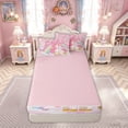thumbnail image 4 of meiyoeat Magical Unicorn Castle Zipper Twin Comforter Sets with Fitted Sheet and 2 Pillowcases for Kids Girls, Rainbow Princess Style Zipper Bedding Set, Pink White, Pink ReversibleG, 4 of 6