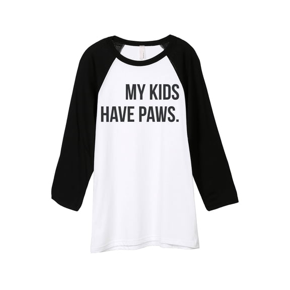 Thread Tank My Kids Have Paws Unisex 3/4 Sleeves Baseball Raglan White Black Small