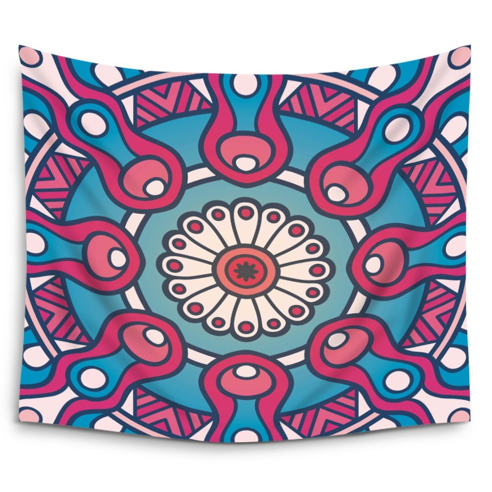 POPCreation Mandala Purple Floral Bohemian Tapestry Wall Hanging Indian Wall Tapestries Wall Art ...