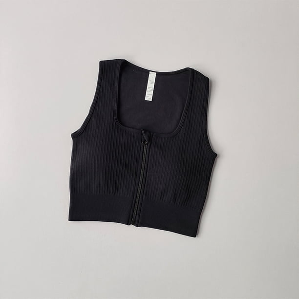 Ropa interior deportiva con cremallera delante del sujetador de estilo para correr de alta intensidad, chaleco de Yoga transpirable de secado rápido a prueba de golpes
