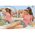 thumbnail image 5 of TEMOFON Women Blouse Summer T-Shirts Short Sleeve Casual V Neck Tops Dressy Ruffle Sleeve Tunic Cute Loose Ladies Tops Pink XL, 5 of 7