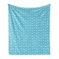 thumbnail image 1 of Abstract Soft Flannel Fleece Throw Blanket, Simplistic Layout Floral Inspired Pattern of Ornaments in Monotone, Cozy Plush for Indoor and Outdoor Use, 50" x 70", Deep Sky Blue and White, by Ambesonne, 1 of 5