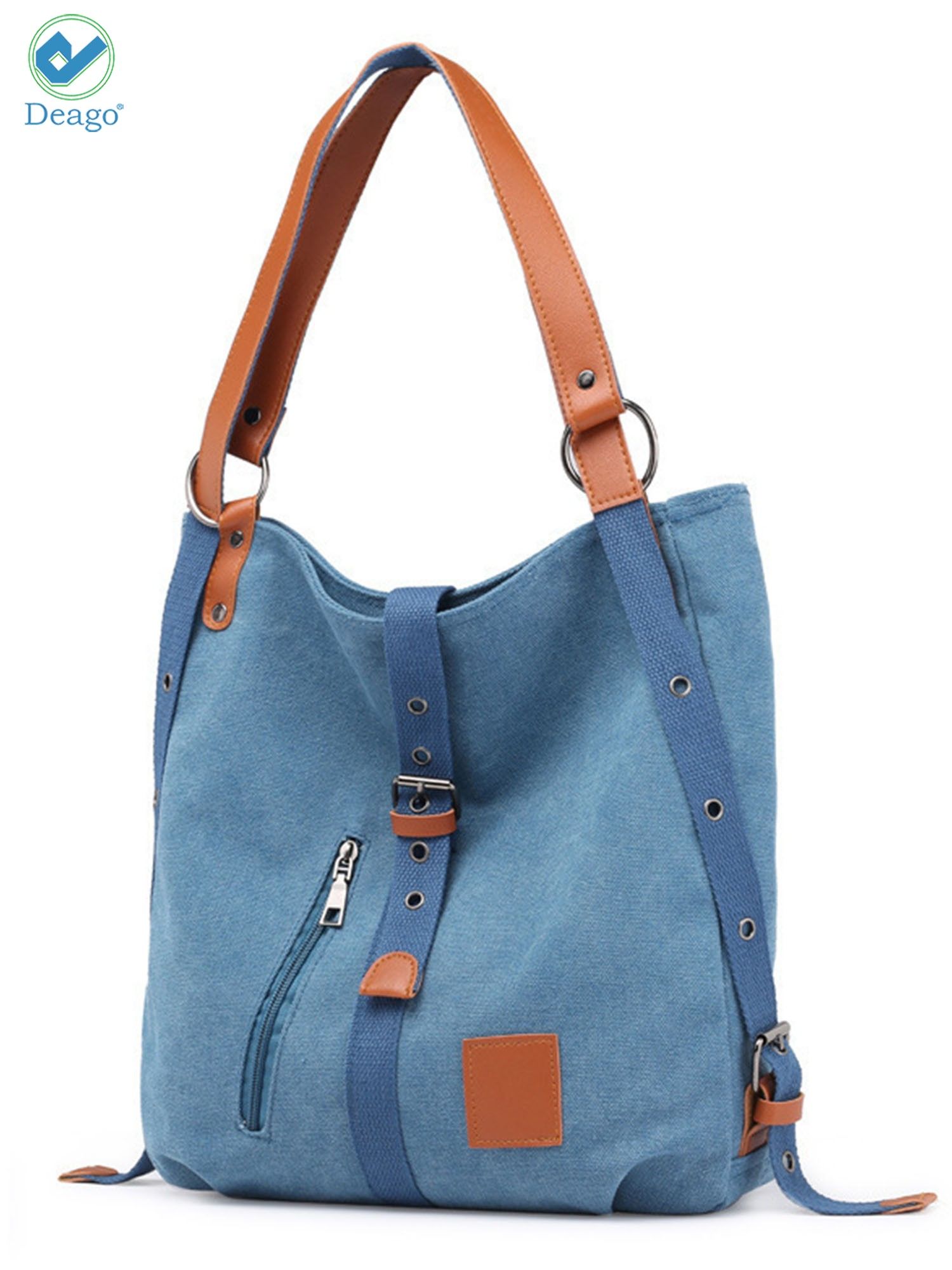 Deago Purse Handbag for Women Canvas Tote Bag Casual Shoulder Bag School Bag Rucksack Convertible Backpack (Blue) - image 2 of 10