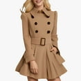 thumbnail image 2 of Bovemsi Trench Coats Women's Winter New Solid Color Lapel Jacket Slim Fit Long Waistband Woolen Coat Fall Winter Clothes M, 2 of 4