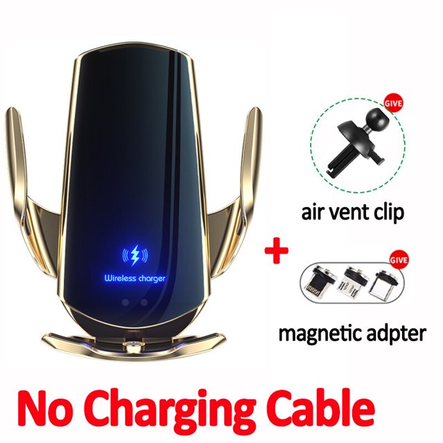 Cargador inalámbrico magnético de 100W para coche, soporte de teléfono para iPhone 14, 13, 12, Samsung, Xiaomi, inducción infrarroja, carga rápida"gold No cable" Fivean Soporte para teléfono de coche