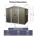 thumbnail image 3 of 8x6 FT Metal Storage Shed with Floor Base and Window, Steel Tool Shed with Lockable Door, Utility and Tool Storage Shed  for Garden, Backyard, Patio, Outside Use, Grey, 3 of 7