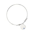 thumbnail image 2 of 7 1/2 inch Round Double Loop Bangle Bracelet w/ Plain Disc medal charm w/ September Blue Swarovski Crystal, 2 of 3