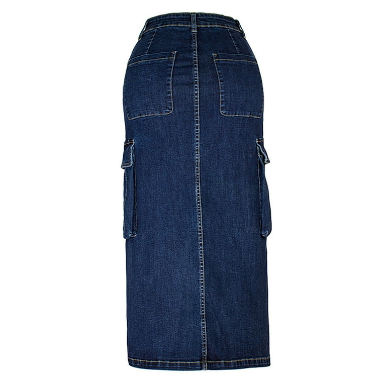 スカート Women's Pocket Maxi Denim Skirt Fsqjgq Skirts for Women Denim Skirt Blue Jeans Skirts for