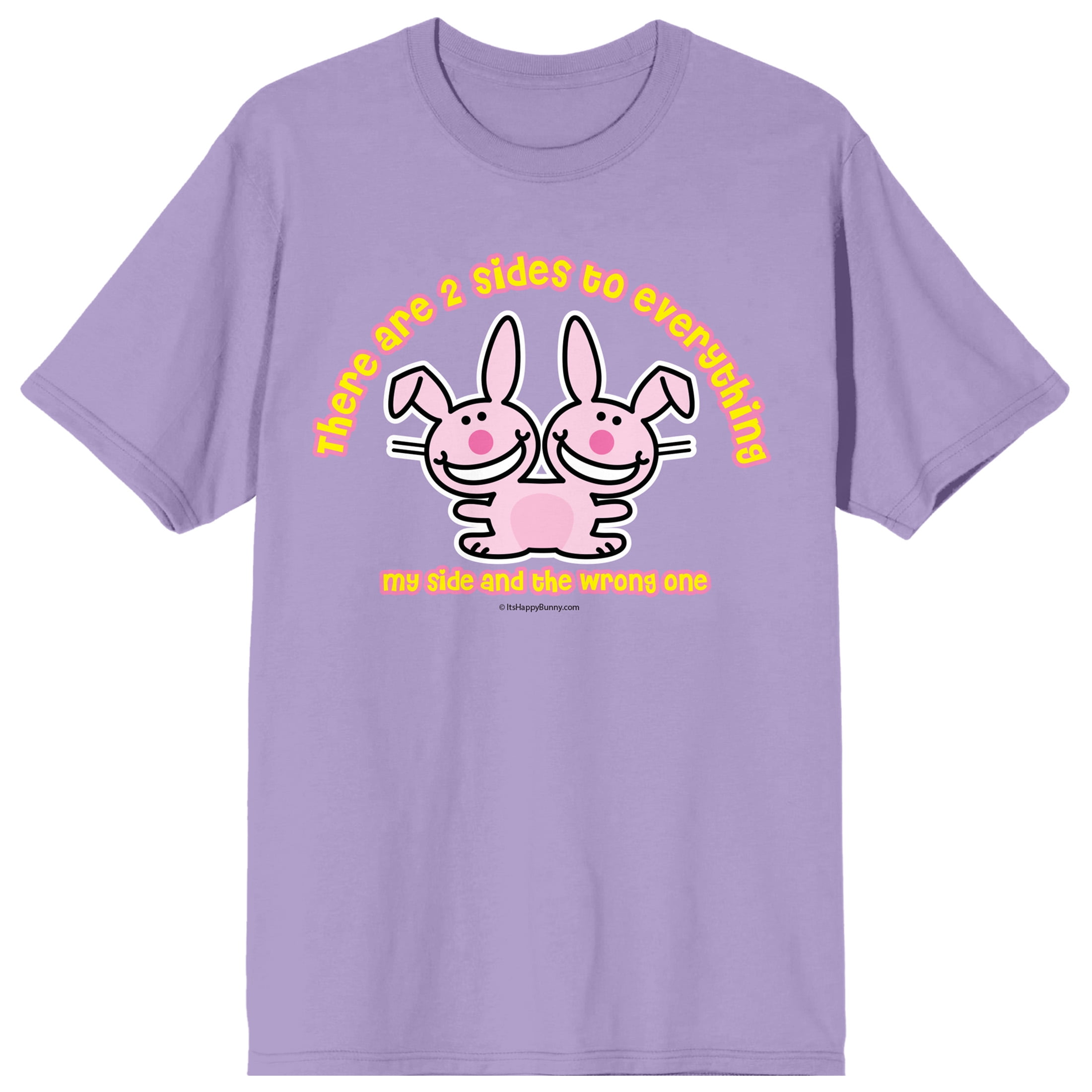It's Happy Bunny Two Sides Crew Neck Short Sleeve Purple