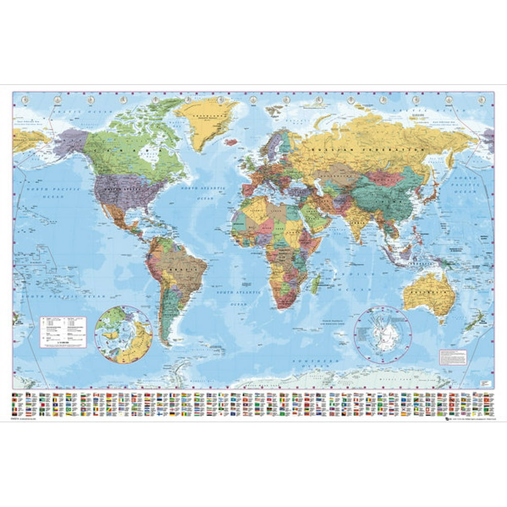 political map of the world giant xxl poster print with country