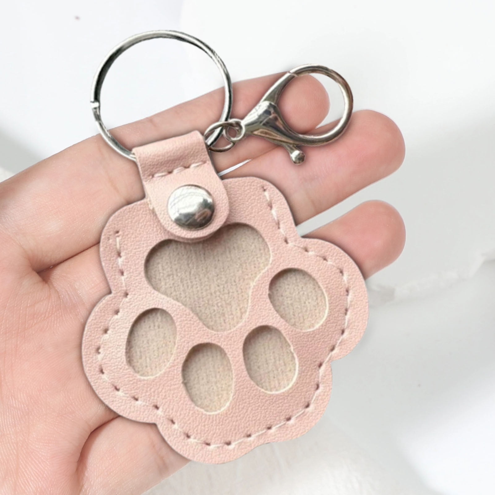 4pcs Porte-Clés Cuir Avec Empreintes Pattes D'Animaux, Porte