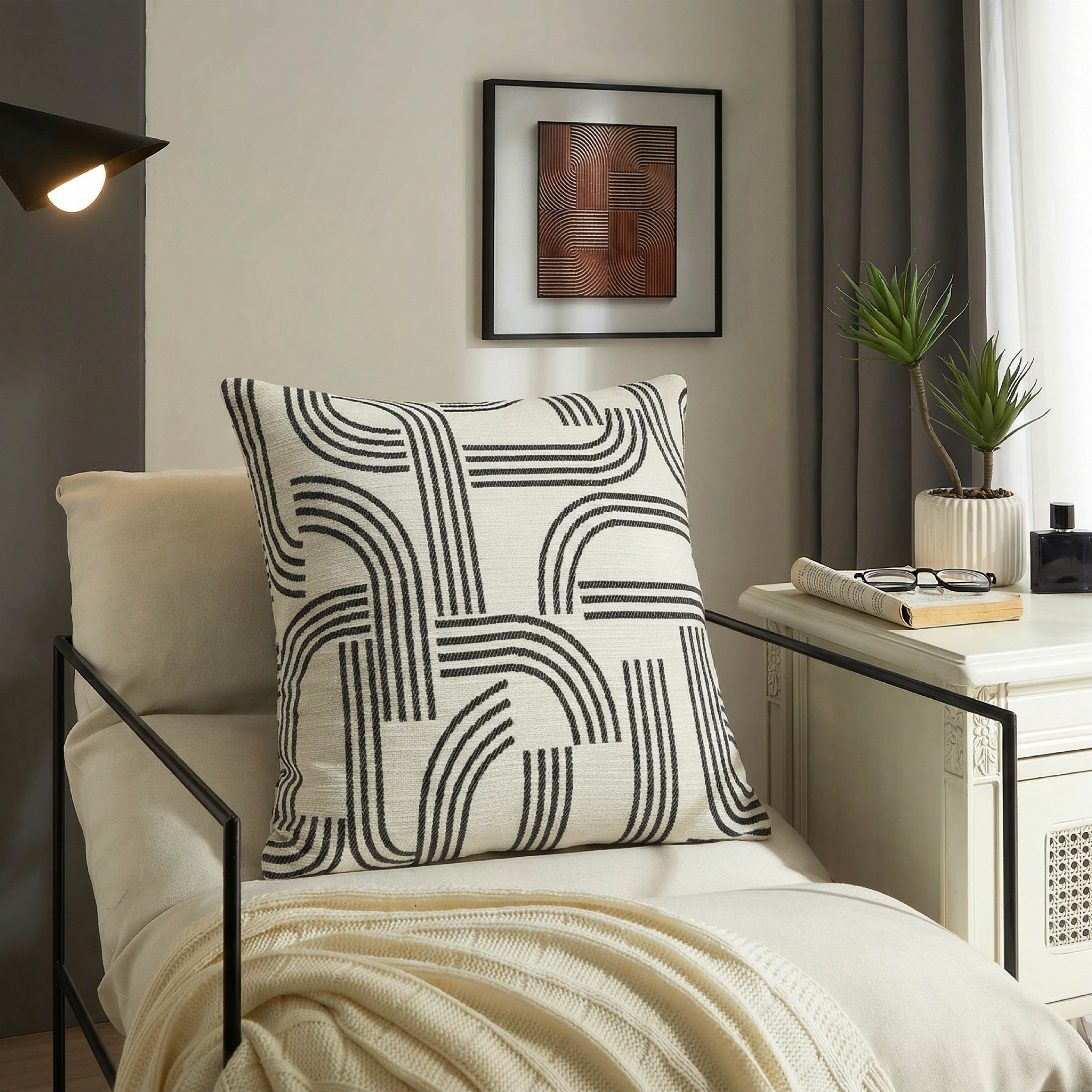Mainstays Neutral Geometric Decorative Pillow 18" x 18"