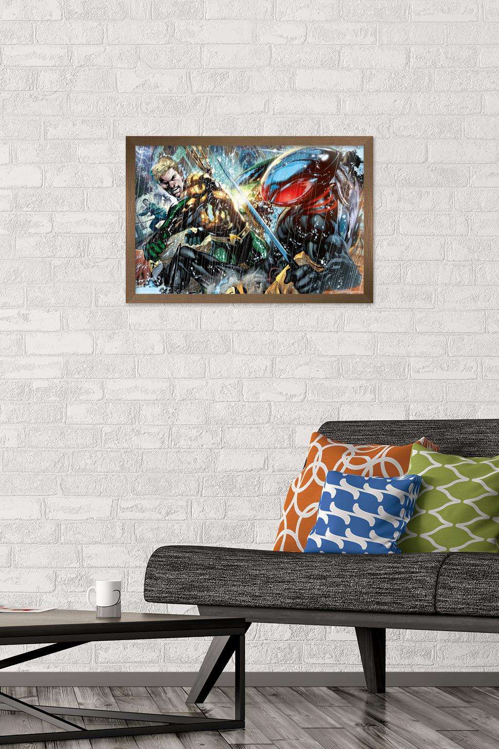 DC Comics - Aquaman - Aquaman vs. Black Manta Wall Poster, 14.725" x 22.375", Framed