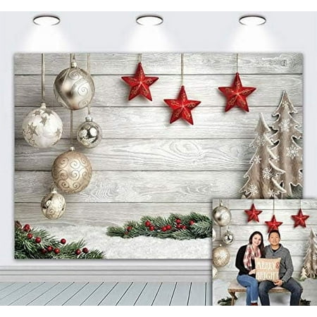 Image of 7x5ft 7x5ft Christmas Backdrop Balls White Wood Floor Photography Backdrop Christmas Backdrops for Photography Photo Backdrops Studio Background