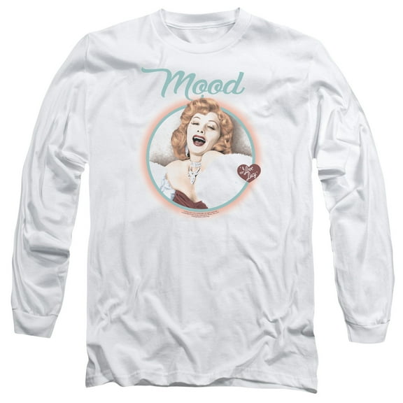 I Love Lucy Mood Long Sleeve Adult 18/1 T-Shirt White
