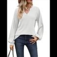 thumbnail image 3 of Camisetas de Larga para Mujer, Blusa con Escote en V Profundo, Elegantes e Informales, Moda 2025, Holgadas y Suaves, para Otoño e Invierno L, 3 of 10