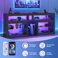 thumbnail image 3 of Blotout 74" TV Stand for TVs up to 85" with LED Lights and Power Outlet, 32" Tall Modern Gaming Entertainment Center with Adjustable Shelve for Living Room, High Glossy Black Marble, 3 of 10