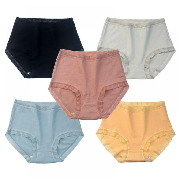 Xmarks 5 Packs Women's Cotton Underwear, High Waist Full Coverage Briefs  Soft Stretch Ladies Panties Underwear 