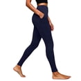 thumbnail image 2 of TGPMGRZ High Waisted Leggings with Pockets for Women Elastic Waisted Solid Yoga Pants Leggings Tight Petites Comfort Dark Blue Size S, 2 of 6